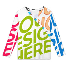 Cargar imagen en el visor de la galería, Camiseta de mujer de manga larga con cuello inclinado y botones con estampado de texto y nombre personalizado con patrón foto texto (impresión de imágenes múltiples)