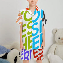 Cargar imagen en el visor de la galería, Conjunto de pijama informal de manga corta para niños LM131 personalizado con patrón foto texto (impresión de imágenes múltiples)