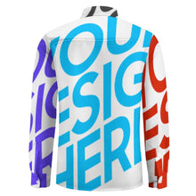 Cargar imagen en el visor de la galería, Camisa casual de manga larga para hombre de lino sintético personalizado con patrón foto texto (impresión de imágenes múltiples)