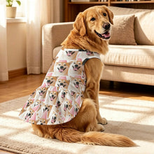 Cargar imagen en el visor de la galería, Pet Dress Dog, Repeating Pattern Santa Claus-Red-White-Circle-Blue-Print-Merry Christmas-Repeat-Tile