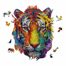 Cargar imagen en el visor de la galería, Puzzles / Rompecabezas irregular con forma de cabeza de tigre personalizado con Impresión Completa de Una Imagen con Foto Logo Patrón Texto