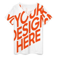 Cargar imagen en el visor de la galería, Camiseta casual de mujer de manga corta con cuello en V YXV personalizado con patrón foto texto (impresión de imagen única)
