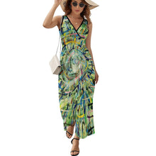 Cargar imagen en el visor de la galería, Vestido Largo Sin Mangas Mujer Escote V | Volante y Personalizable