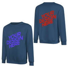 Cargar imagen en el visor de la galería, 100% algodón impreso en la parte delantera y trasera sudadera unisex de manga larga hombres mujeres diferentes colores camiseta personalizado con patrón foto texto