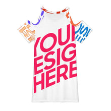 Cargar imagen en el visor de la galería, Vestido camisero de mujer con cuello en V ANQ con CUT-OUT en la manga personalizado con patrón foto texto (impresión de imágenes múltiples)