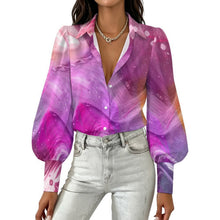 Cargar imagen en el visor de la galería, Camisa de satén con mangas farol personalizable para mujer