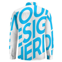 Cargar imagen en el visor de la galería, Camisa informal de manga larga para hombre, de lino sintético, con bolsillo y texto personalizado con patrón foto texto (impresión de imagen única)