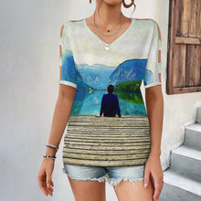 Cargar imagen en el visor de la galería, Camiseta Hombros Descubiertos Mujer Personalizable | Top Verano V Escote