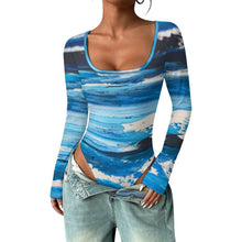 Cargar imagen en el visor de la galería, Square Collar Long Sleeved Jumpsuit Waves