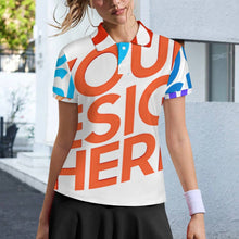 Cargar imagen en el visor de la galería, Polo de dos botones para mujer MWL637 personalizado con patrón foto texto (impresión de imágenes múltiples)