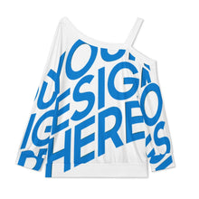 Cargar imagen en el visor de la galería, Camisetas para mujer A11L cuello inclinado manga larga suelta hombros descubiertos personalizado con patrón foto texto (impresión de imagen única)