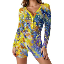 Cargar imagen en el visor de la galería, Long-sleeved Bodysuit Shorts Colorful Splash Ink