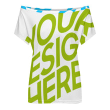 Cargar imagen en el visor de la galería, Camiseta de mujer de manga corta holgada con hombros descubiertos LM076 personalizado con patrón foto texto (impresión de imágenes múltiples)