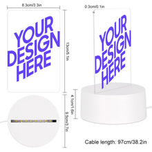 Cargar imagen en el visor de la galería, Luz nocturna acrílica con base redonda de plástico personalizado con patrón foto texto