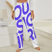 Cargar imagen en el visor de la galería, Pantalón de pijama holgado de felpa para mujer LM072 personalizado con patrón foto texto (impresión de imagen única)