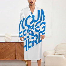 Cargar imagen en el visor de la galería, Camisón unisex de manga larga con cinturón LM127 personalizado con patrón foto texto (impresión de imagen única)