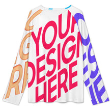 Cargar imagen en el visor de la galería, Camiseta de mujer de manga larga con cuello en V y cremallera NT58 personalizado con patrón foto texto (impresión de imágenes múltiples)