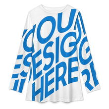 Cargar imagen en el visor de la galería, Camiseta musulmana de manga larga para mujer A98L cuello redondo personalizado con patrón foto texto (impresión de imagen única)