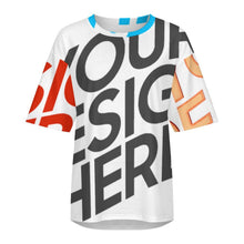 Cargar imagen en el visor de la galería, Camiseta holgada de algodón puro S28T con hombros caídos y mangas midi personalizado con patrón foto texto
