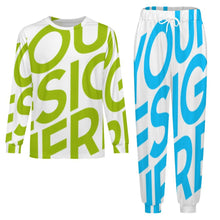 Cargar imagen en el visor de la galería, Conjunto de pijama de 2 piezas con cuello redondo para hombre LM094 personalizado con patrón foto texto (impresión de imagen única)