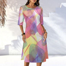 Cargar imagen en el visor de la galería, Vestido Largo Personalizado de Media Manga para Mujer en Tejido Elástico