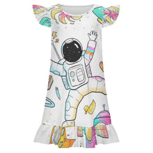 Cargar imagen en el visor de la galería, Floral Edge Nightgown Astronauts, Spaceflights, Spaceships, Children's Fun