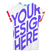 Cargar imagen en el visor de la galería, Camiseta de mujer con cuello redondo manga corta y hombros caídos NT105 personalizado con patrón foto texto (impresión de imágenes múltiples)