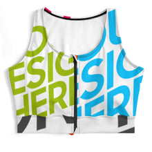 Cargar imagen en el visor de la galería, Sujetador de yoga y fitness con cremallera frontal para mujer SDS2007 personalizado con patrón foto texto (impresión de imágenes múltiples)