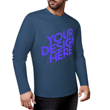 Cargar imagen en el visor de la galería, Camiseta de manga larga para hombre 100% algodón con estampado frontal en varios colores personalizado con patrón foto texto