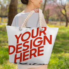 Cargar imagen en el visor de la galería, Bolsa de mano de cuerda de cáñamo de gran capacidad personalizado con patrón foto texto (impresión de imágenes múltiples)