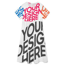 Cargar imagen en el visor de la galería, Vestido midi de mujer con cuello redondo y manga corta A89Q personalizado con patrón foto texto (impresión de imágenes múltiples)