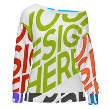 Cargar imagen en el visor de la galería, Sudadera de manga larga con cuello inclinado para mujer MXLD137 personalizado con patrón foto texto (impresión de imágenes múltiples)
