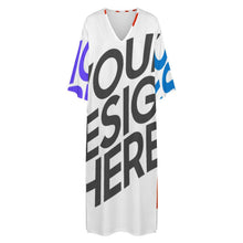 Cargar imagen en el visor de la galería, Bata de baño de manga corta con cuello en V estilo mediterráneo para mujer YKL06personalizado con patrón foto texto (impresión de imágenes múltiples)