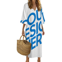 Cargar imagen en el visor de la galería, Bata de Mujer Estilo Mediterráneo con Cuello en V y Manga Corta YKL06 personalizado con patrón foto texto (impresión de imagen única)