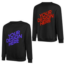 Cargar imagen en el visor de la galería, 100% algodón impreso en la parte delantera y trasera sudadera unisex de manga larga hombres mujeres diferentes colores camiseta personalizado con patrón foto texto