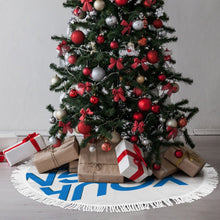 Cargar imagen en el visor de la galería, Falda para árbol de Navidad (estilo flecos) (diferentes imágenes en ambos lados) personalizado con patrón foto texto