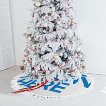 Cargar imagen en el visor de la galería, Falda para árbol de Navidad (estilo flecos) (diferentes imágenes en ambos lados) personalizado con patrón foto texto