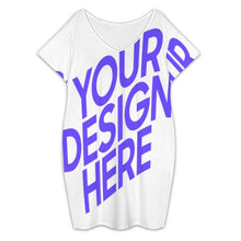 Cargar imagen en el visor de la galería, Vestido midi con cuello de pico para mujer y manga corta A96Q personalizado con patrón foto texto