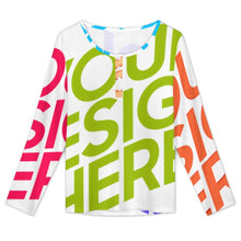 Cargar imagen en el visor de la galería, Blusa de mujer con cuello redondo y mangas largas con botones BMJ personalizado con patrón foto texto (impresión de imágenes múltiples)