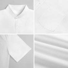Cargar imagen en el visor de la galería, Camisa de hombre de manga corta con cuello alto y bolsillo LM058 personalizado con patrón foto texto (impresión de imágenes múltiples)