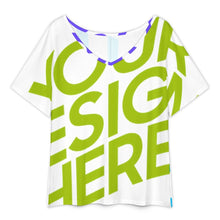 Cargar imagen en el visor de la galería, Camiseta de mujer con escote en V y dobladillo dividido de manga corta NT65 personalizado con patrón foto texto (impresión de imágenes múltiples)