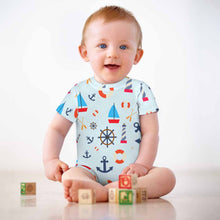 Cargar imagen en el visor de la galería, Mono de bebé mono unisex de manga corta PLR personalizado con patrón foto texto (impresión de imagen única)