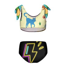 Cargar imagen en el visor de la galería, Bikini de niña con detalle de lazo en el hombro (2 piezas) NT022 personalizado con patrón foto texto (impresión de imágenes múltiples)