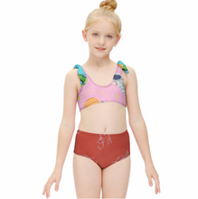 Cargar imagen en el visor de la galería, Bikini de niña con detalle de lazo en el hombro (2 piezas) NT022 personalizado con patrón foto texto (impresión de imágenes múltiples)