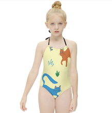 Cargar imagen en el visor de la galería, Traje de baño de una pieza para niña NT017 personalizado con patrón foto texto (impresión de imágenes múltiples)