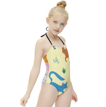 Cargar imagen en el visor de la galería, Traje de baño de una pieza para niña NT017 personalizado con patrón foto texto (impresión de imágenes múltiples)