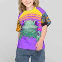 Cargar imagen en el visor de la galería, Camiseta de manga corta con estampado completo para niños y niñas personalizado con patrón foto texto (impresión de imágenes múltiples)