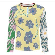 Cargar imagen en el visor de la galería, Camisa Henry para hombre A37L cuello redondo manga larga tapeta con botones personalizado con patrón foto texto (impresión de imágenes múltiples)