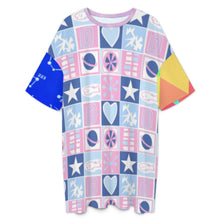 Cargar imagen en el visor de la galería, Camisón holgado de manga corta para mujer talla grande LM475 personalizado con patrón foto texto (impresión de imágenes múltiples)