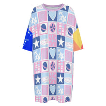 Cargar imagen en el visor de la galería, Camisón holgado de manga corta para mujer talla grande LM475 personalizado con patrón foto texto (impresión de imágenes múltiples)